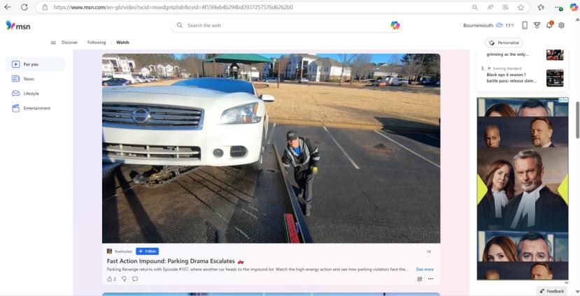 A creator video in the MSN homepage feed